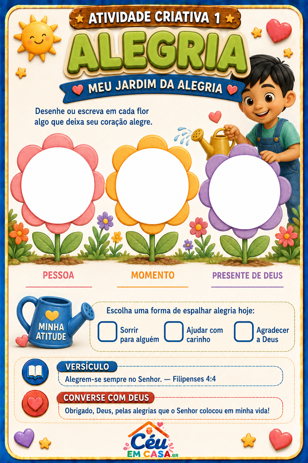 Exemplo de atividade criativa sobre a alegria