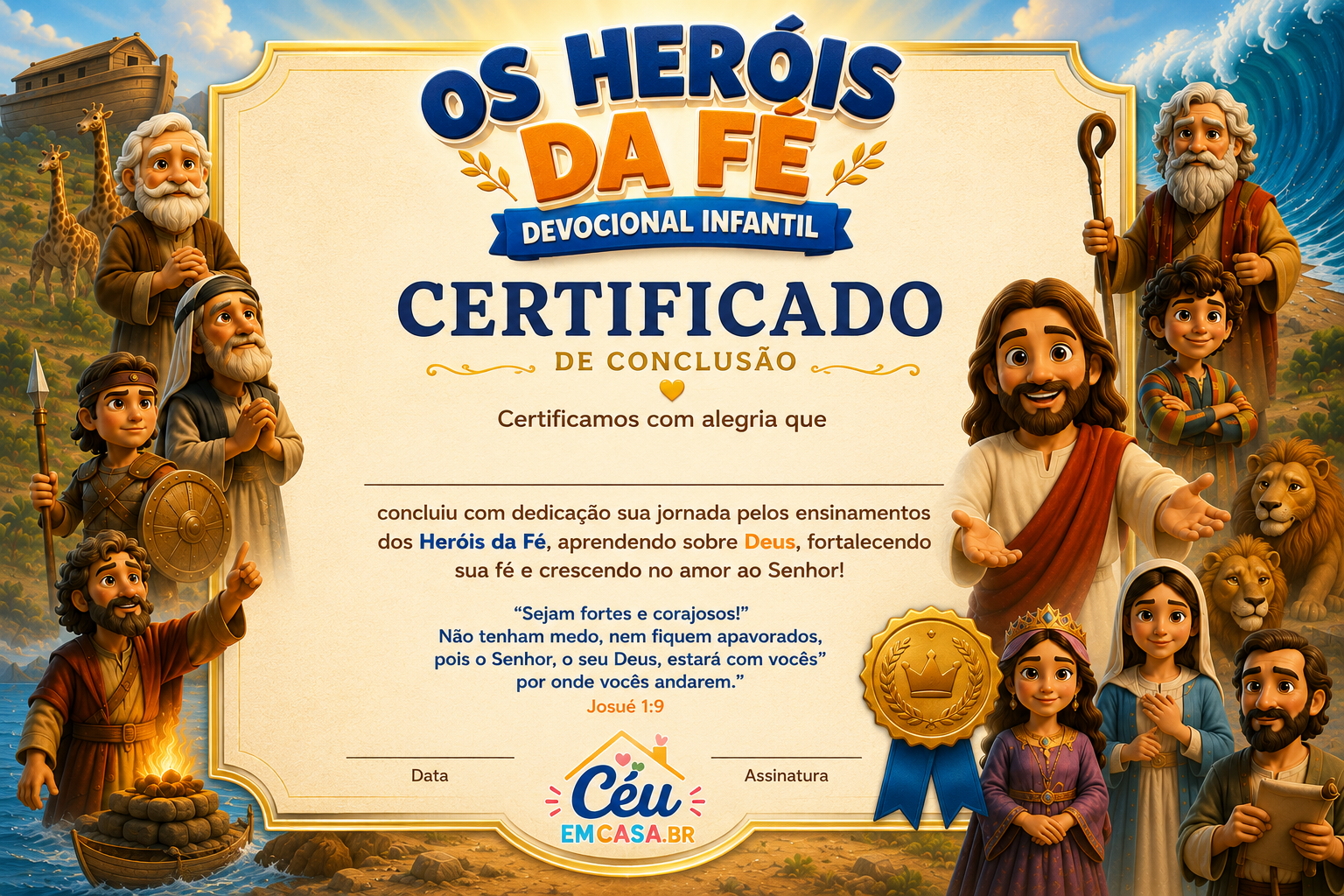 Certificado de conclusão Os Heróis da Fé